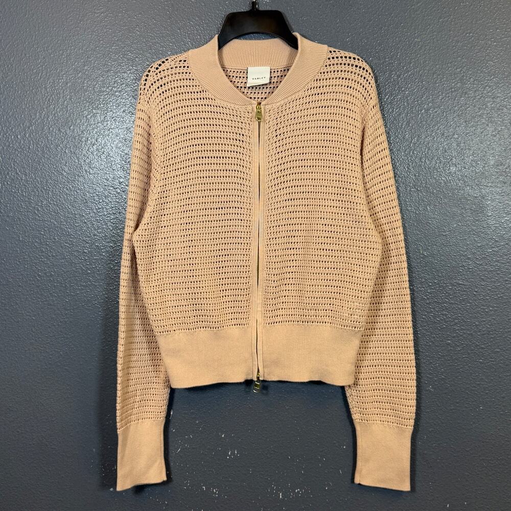 Varley L women’s beige LAI LIGHTWEIGHT KNIT JACKET zip sweater